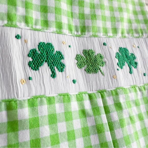 Southern Sunshine Shamrocks Smocked JonJon Romper Boys 18 mos St Patrick’s Day - Picture 3 of 9